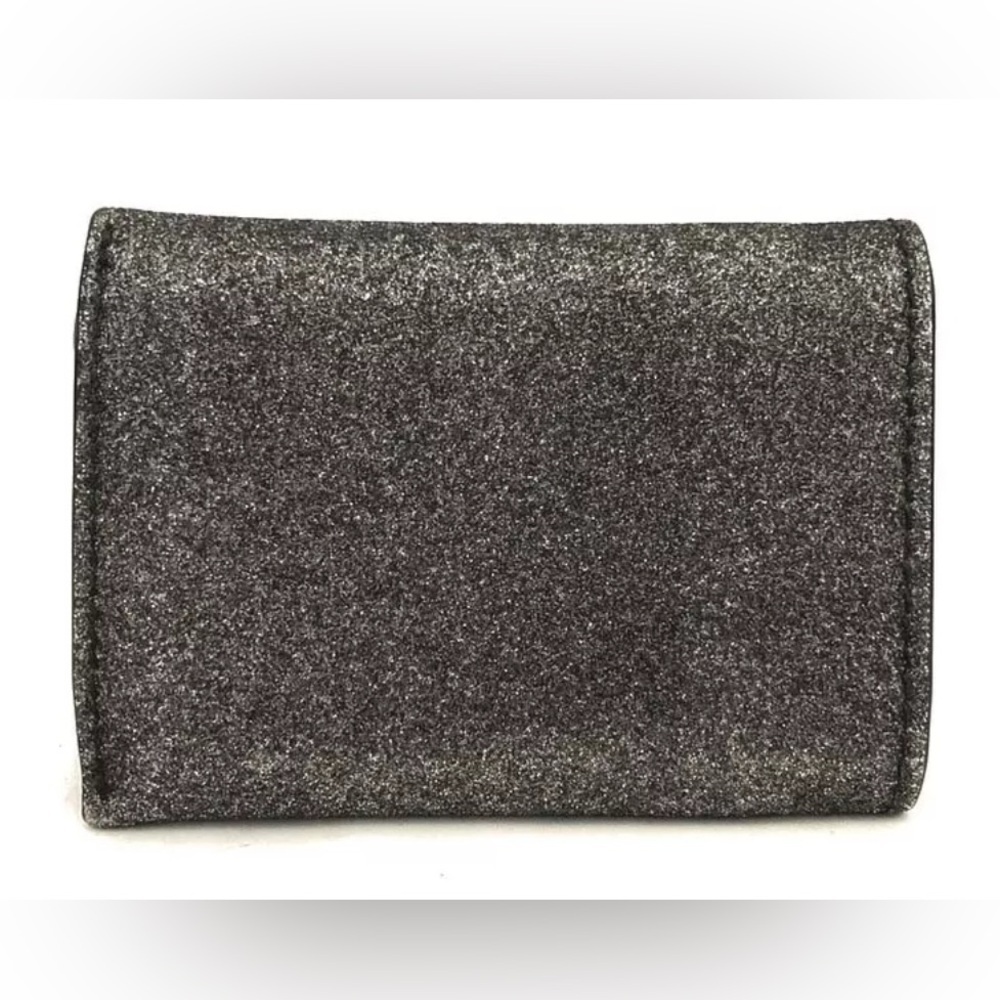 Authentic BALENCIAGA Logo Glitter Leather Trifold Wallet Black with box - Picture 12 of 15